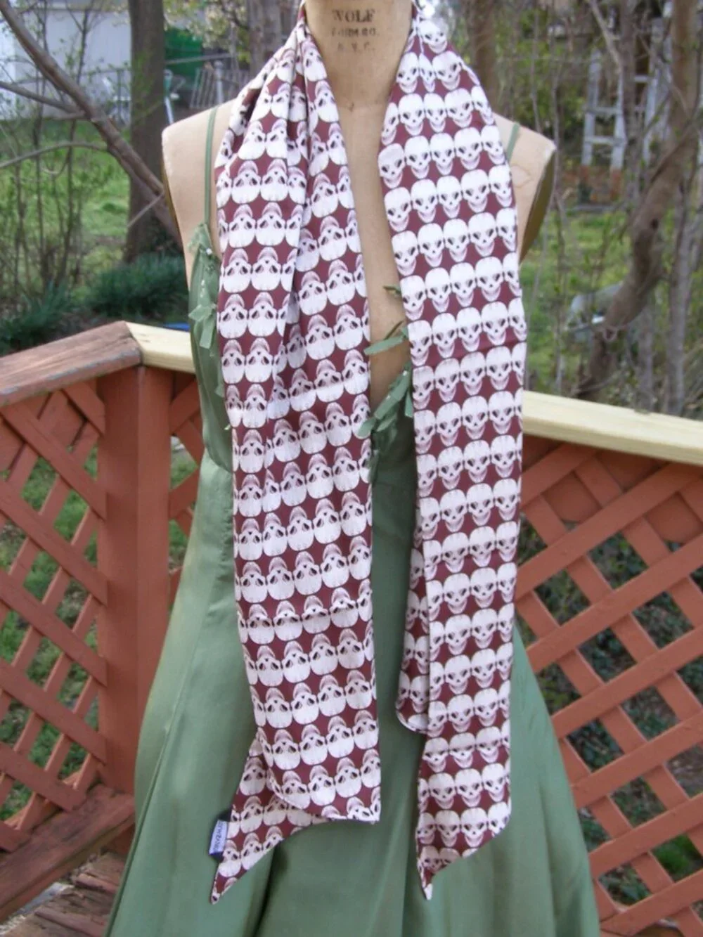 RARE NEW Thomas Wylde Skull print Silk Scarf Brown White